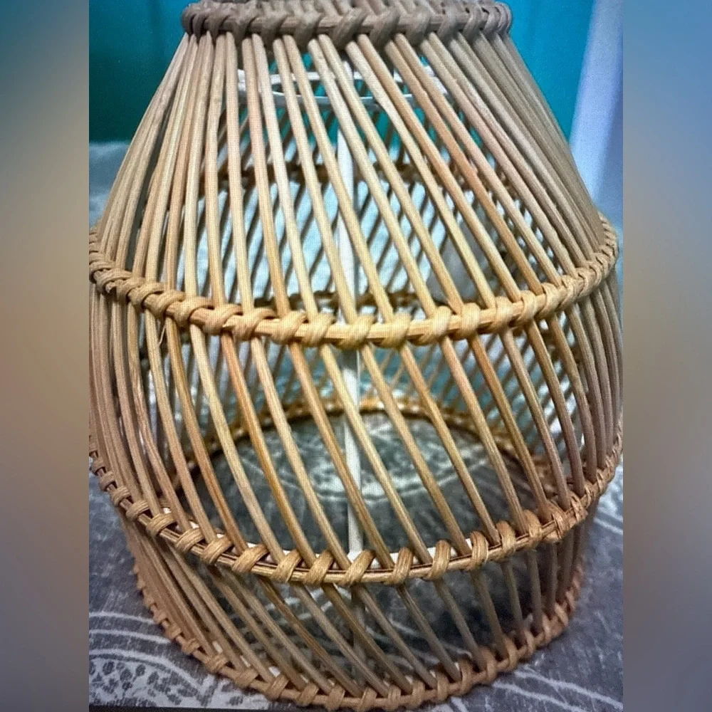 3- 2-1/4 Fitter Small Natural Bamboo Dome Pendent Lamp Shade
